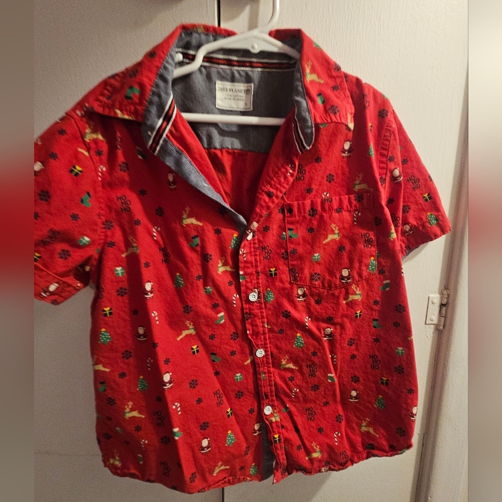 Red Holiday Button-Up Shirt